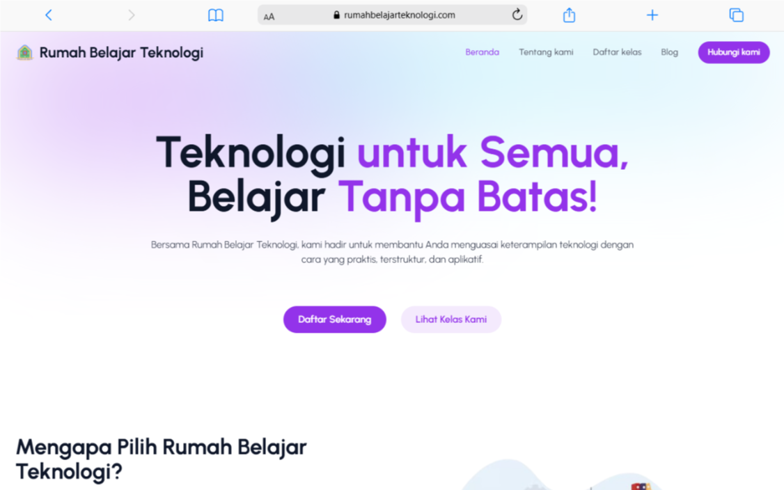 Rumah Belajar Teknologi - Web Course Platform